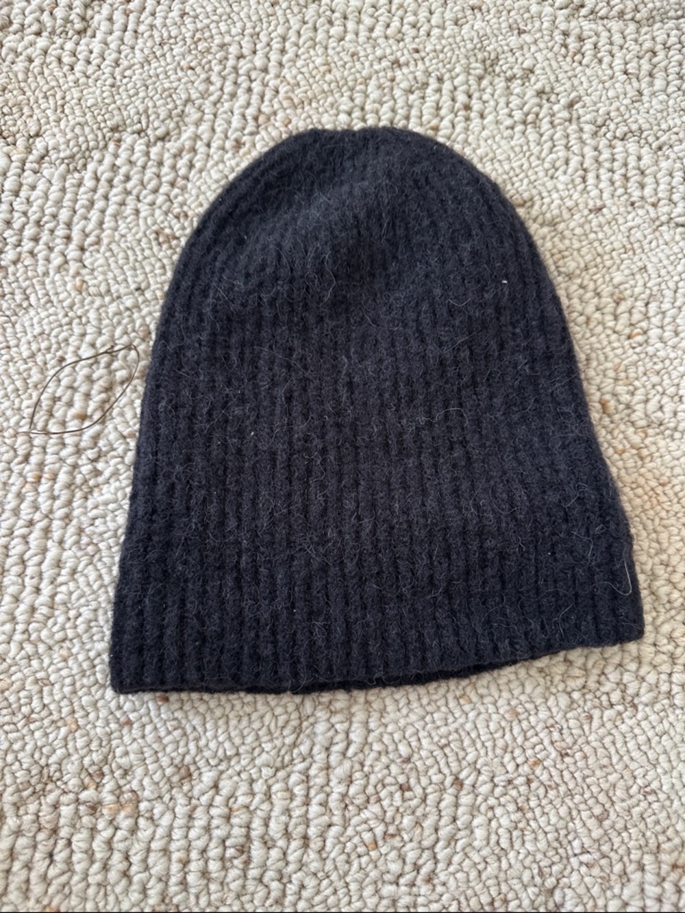 Janessa Leone Black Ribbed Knit Beanie
